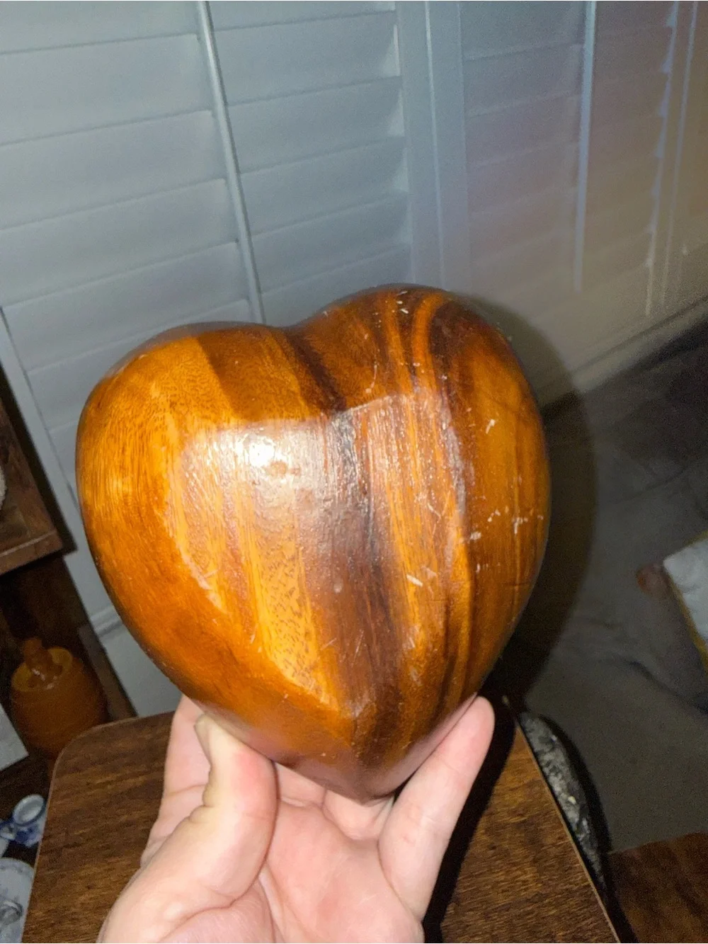 Handcrafted Heart-Shaped Wooden Serving Bowl - Rich Brown